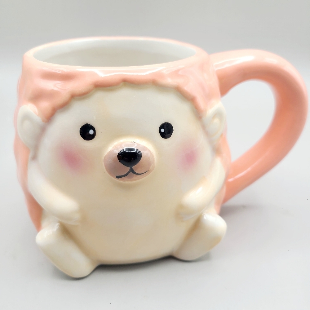 Modern Expressions Cute Hedgehog Peach Colored Mug with Handle